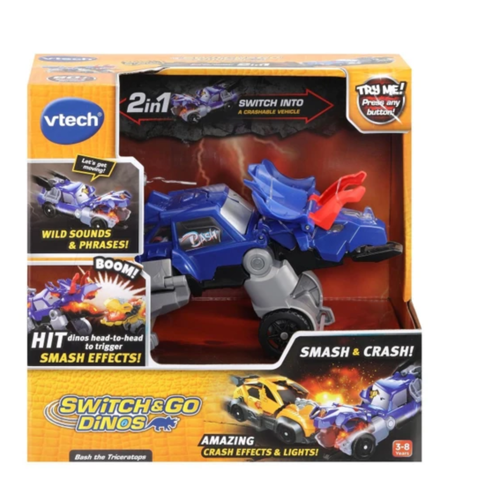 Vtech Switch and Go Dinos - Bash the Triceratops - Rex Toy dino Car transformer