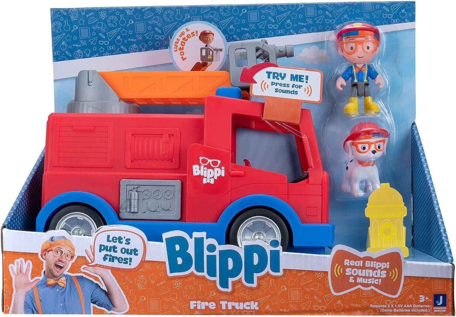 Blippi Fire Truck Feature Vehicle and Fire Dog Extend Ladder Ages 3+New Toy