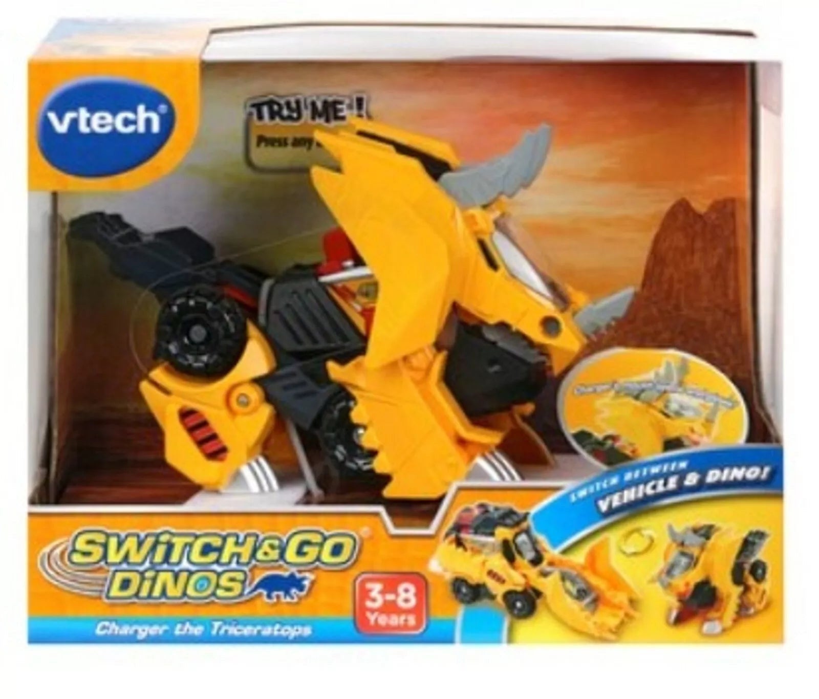 Vtech Switch & Go Dinos-Charger The Triceratops-Ages 3+ Toy dino Car transformer
