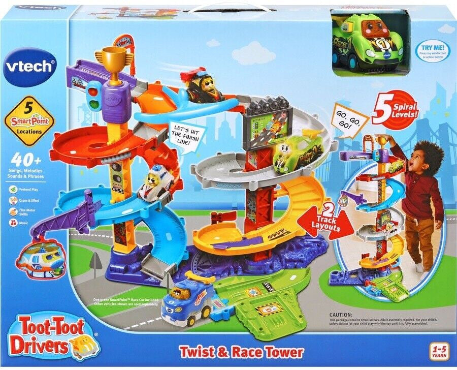 Vtech Toot-Toot Drivers Twist & Race Tower Car Racing Track Ages 1+ Toy Play