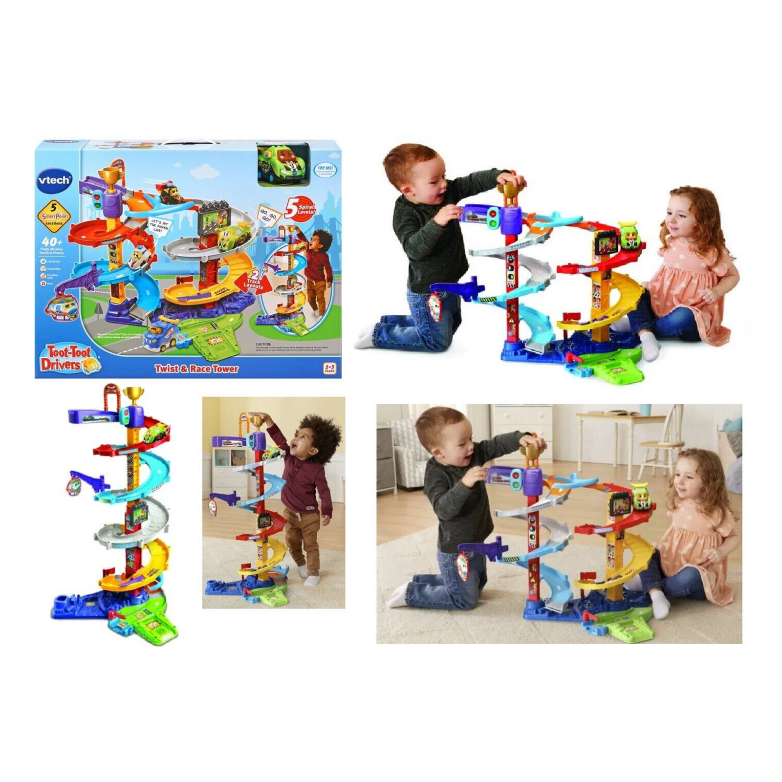 Vtech Toot-Toot Drivers Twist & Race Tower Car Racing Track Ages 1+ Toy Play