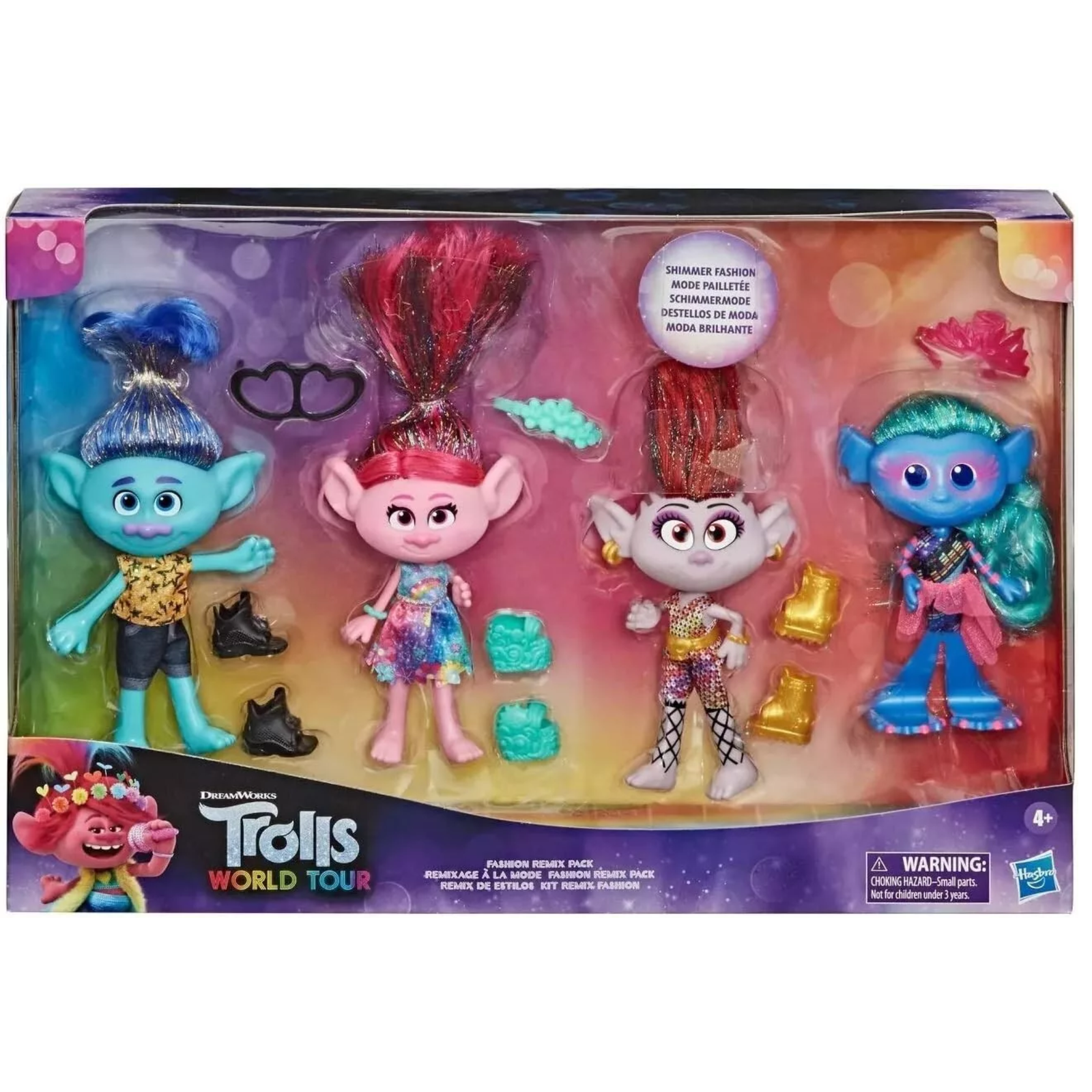 DreamWorks Trolls World Tour Fashion Remix Pack Multipack with 4 Dolls Shimmer