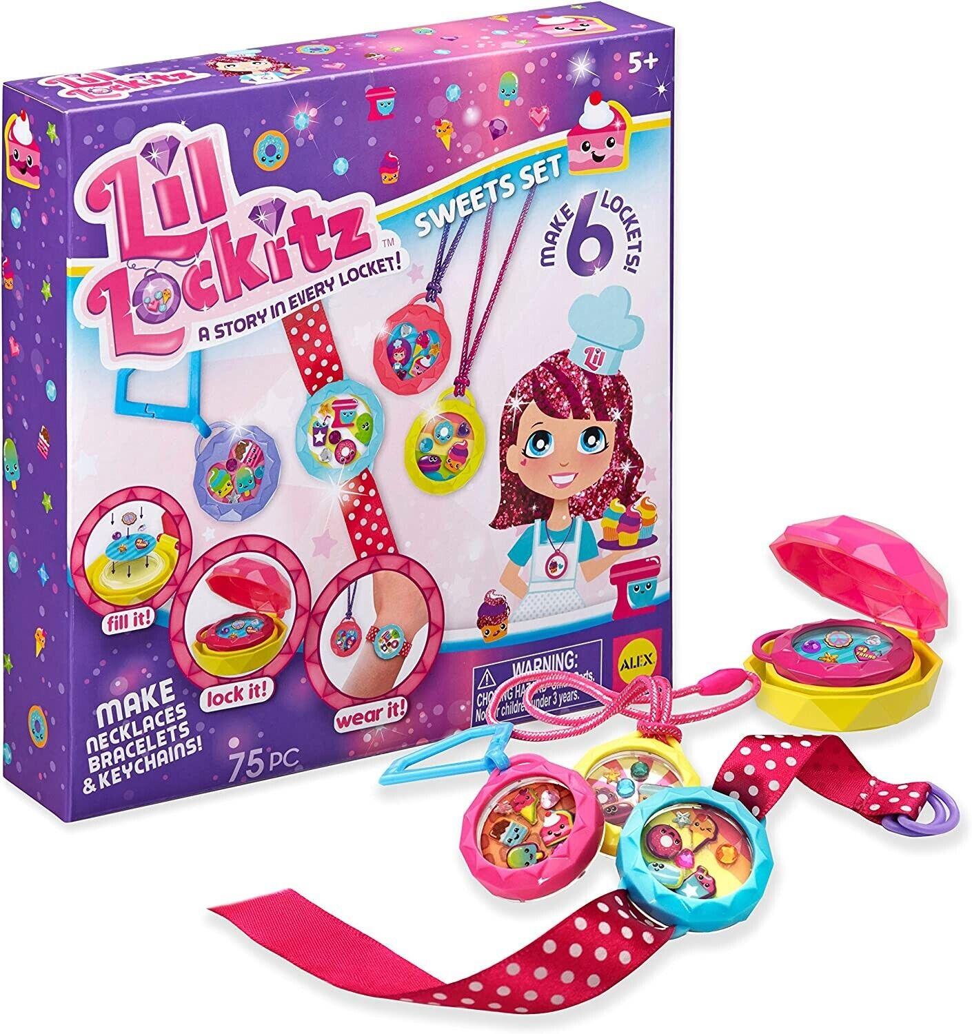 Alex Toys Lil Lockitz Sweets Set Ages 5+ Toy Locket Tops Necklace Bracelet Gem