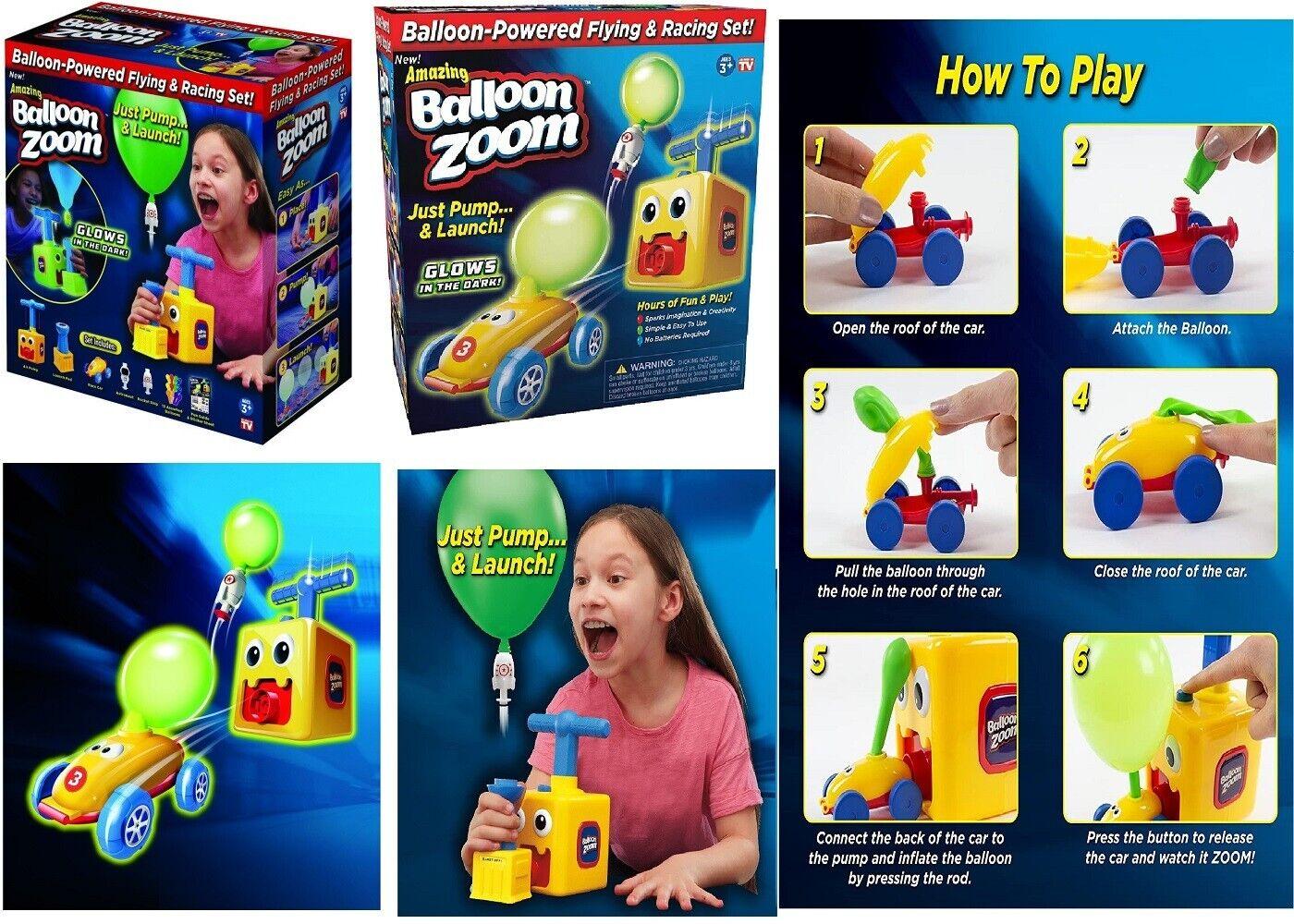 Amazing 2-in-1 As Seen On TV Amazing Balloon Zoom Car Flying Racing Set Race Fun