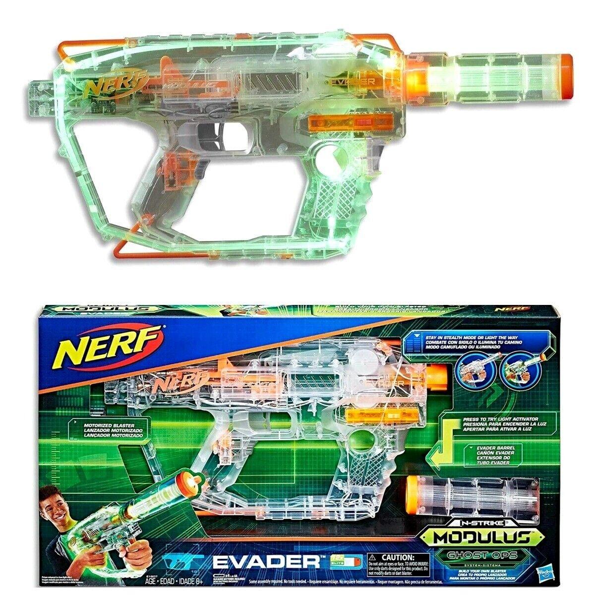 Nerf Modulus Ghost Ops Evader Customizable Motorised Blaster Lights Up Toy Gun