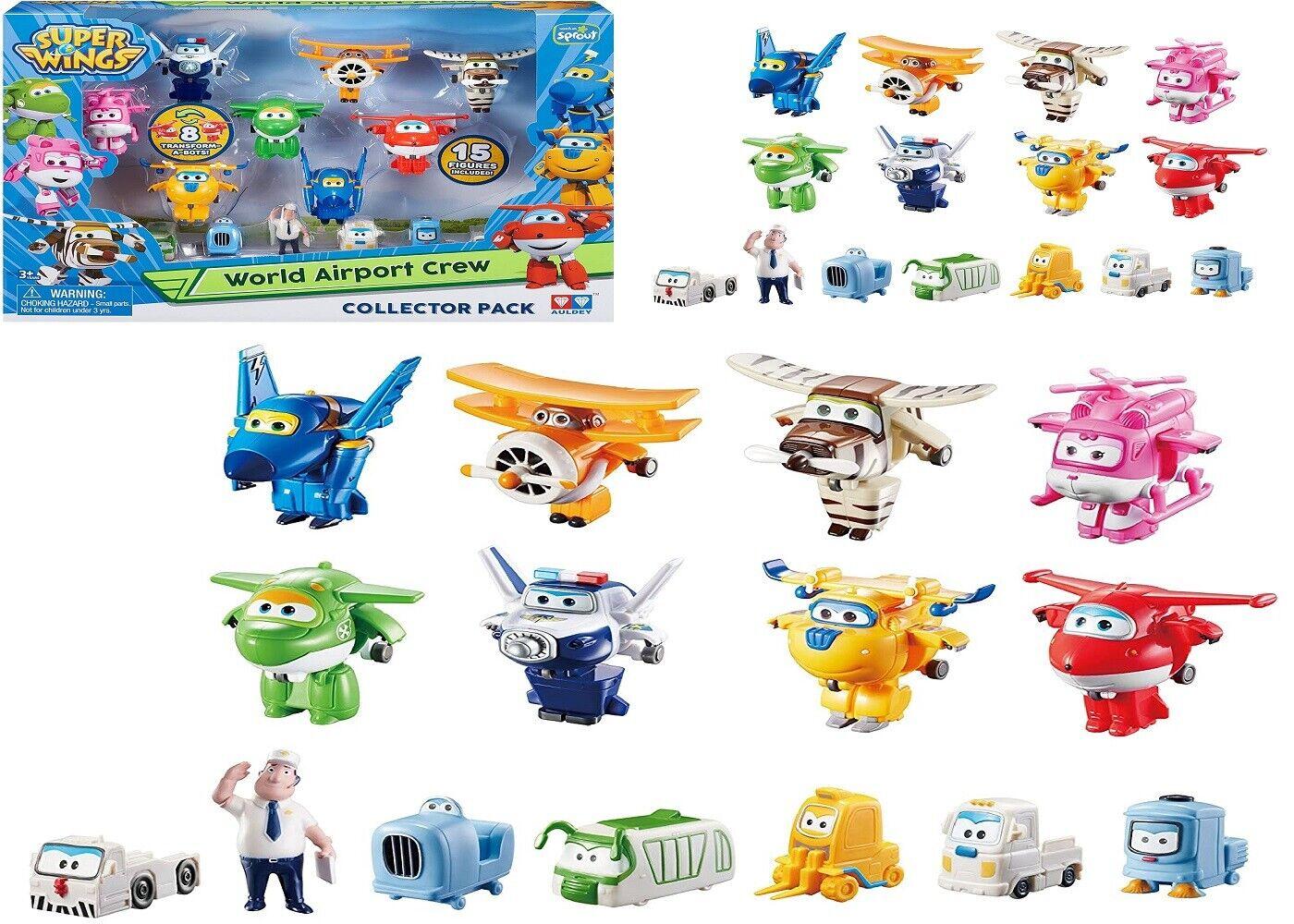 Genuine Super Wings 15 Pack Transform-a-Bots World Airport Crew 2 Inch Ages 3+