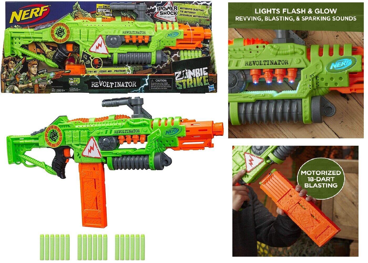 NERF Revoltinator Zombie Strike Toy Blaster Ages 8+ Toy Gun Fire Play Motor Gift