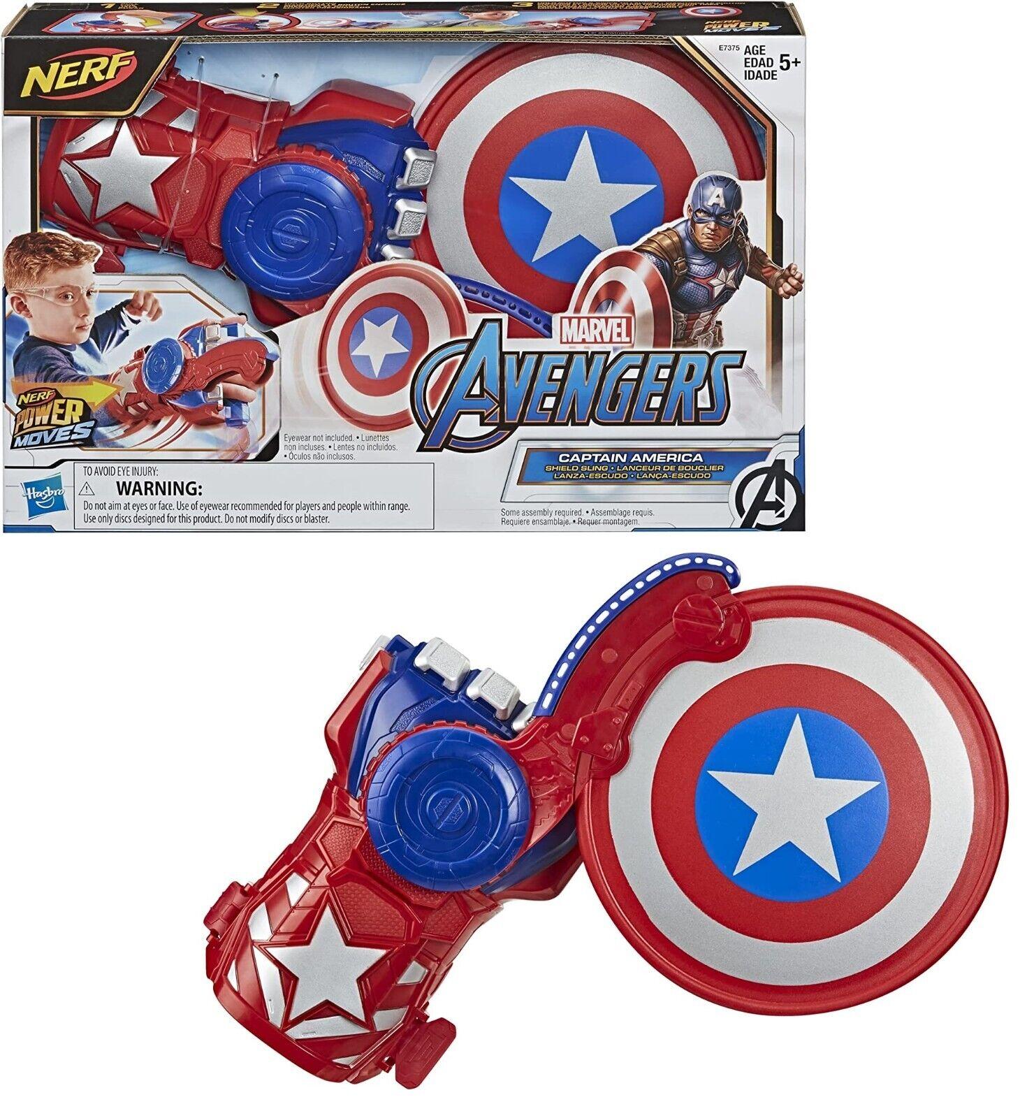 MARVEL Avengers Captain America Shield Nerf Power Moves Disc Launching Toy Play