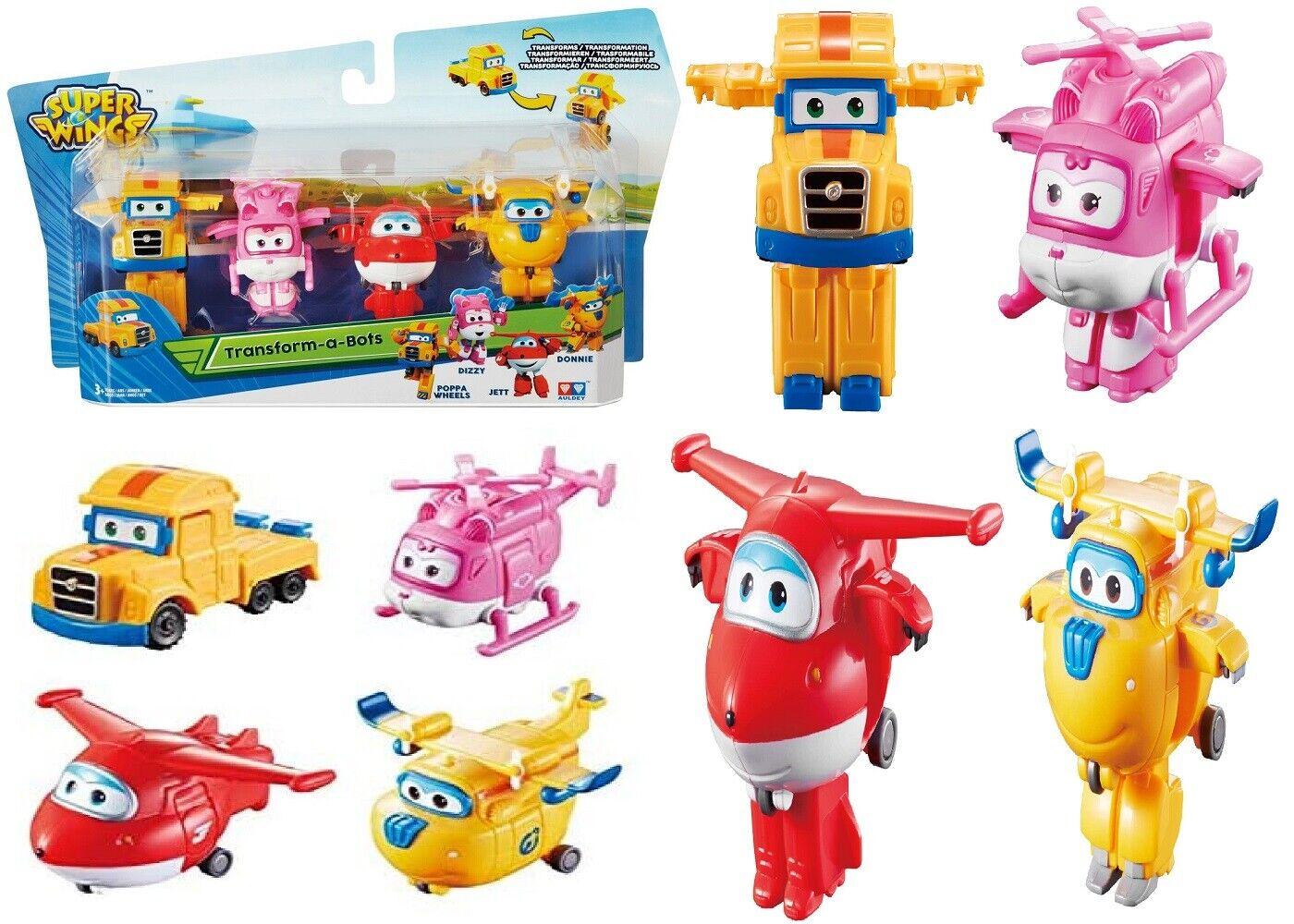 Genuine Super Wings 4 Pack Transform-A-Bots Poppa Dizzy Jett Donnie Plane Car
