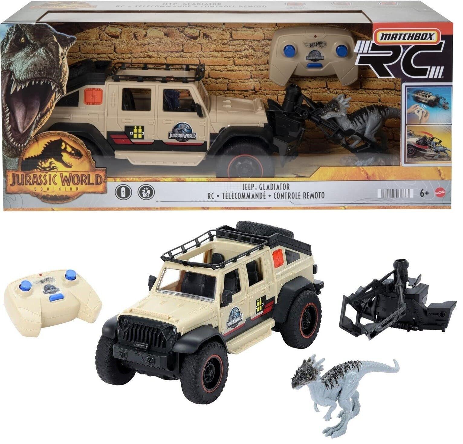 Matchbox RC Jurassic World Dominion Jeep Gladiator 6-inch Dracorex Dinosaur Dino