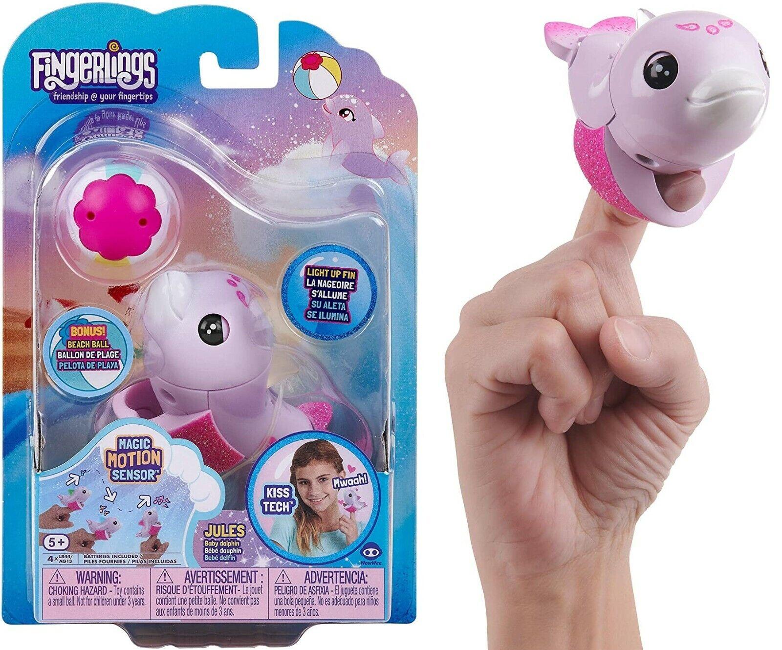 WowWee Fingerlings Baby Light-up Dolphin Jules Pink Interactive Toy Pet