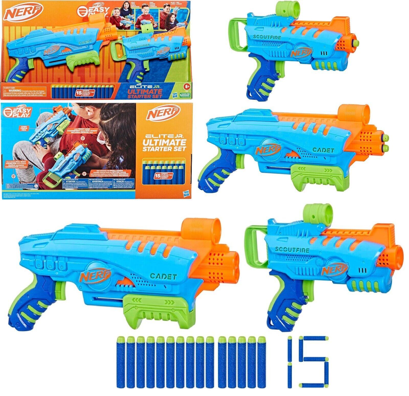 Nerf Elite Jr Ultimate Starter Set 2 Easy Play Toy Foam Blasters 15 Darts Play