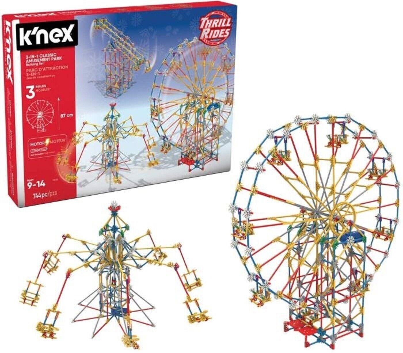 KNEX -3-in-1 Classic Amusement Park Construction Set Ages 9+ New Toy Build Play