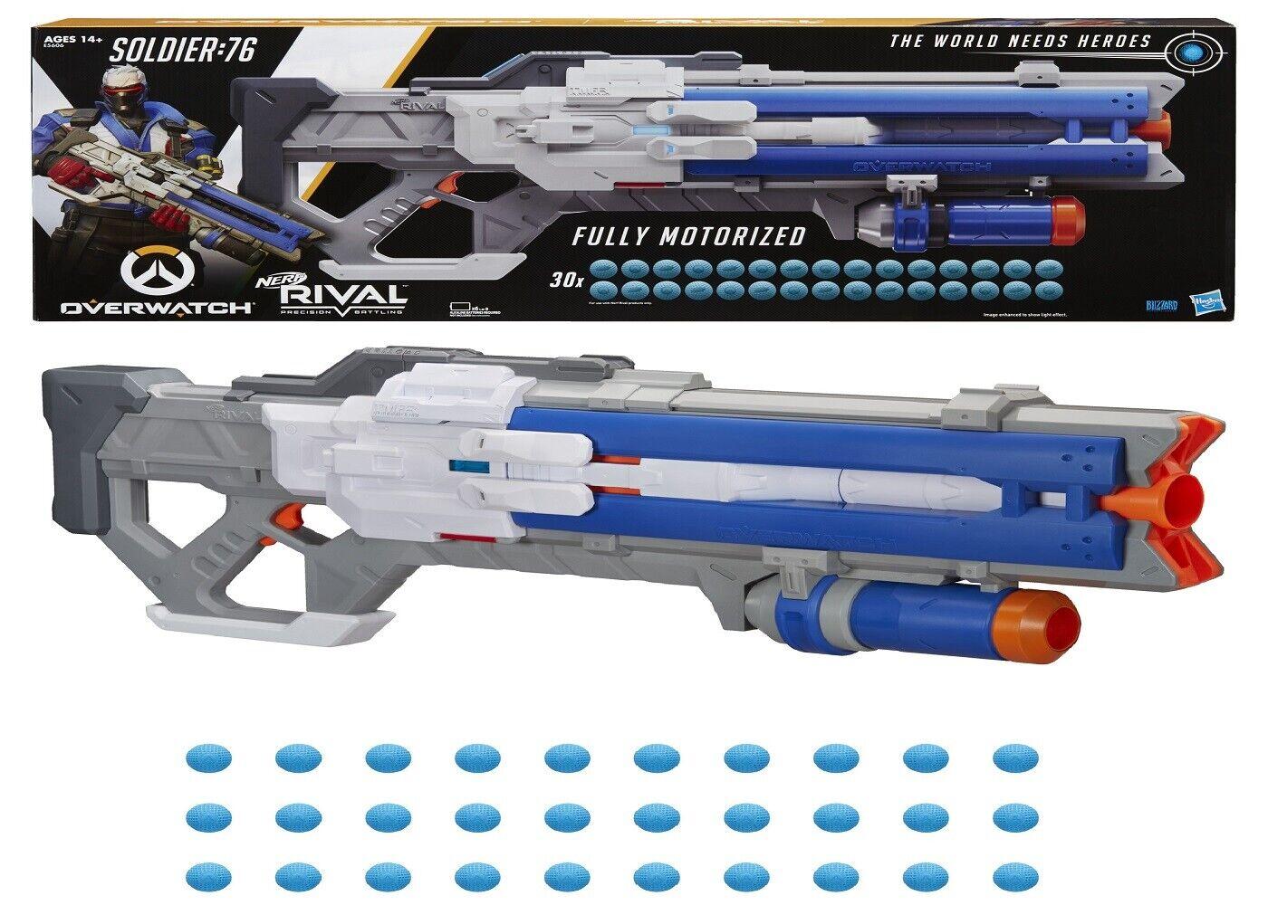 NERF Overwatch Soldier 76 Rival Blaster Fully Motorized Recoil 14+ Toy Gun Game