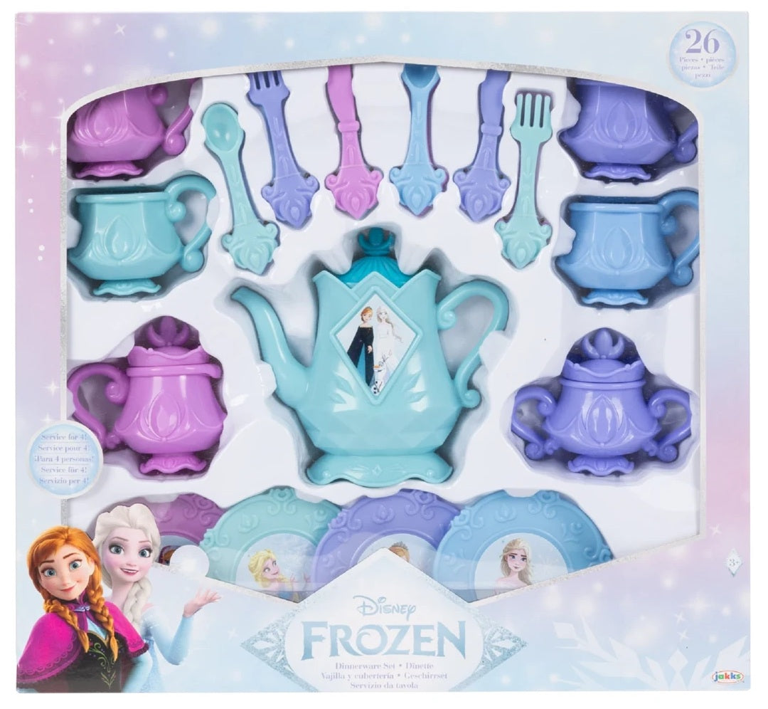 Disney Princess Frozen 26 Pieces Hot Cocoa Dinnerware Set Tea Cups Spoon Fork