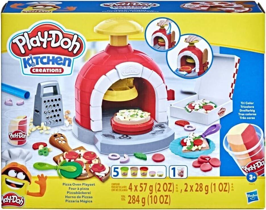 Play-Doh Kitchen Creations Pizza Oven Playset Play Food Playdoh Slice Cans Gift