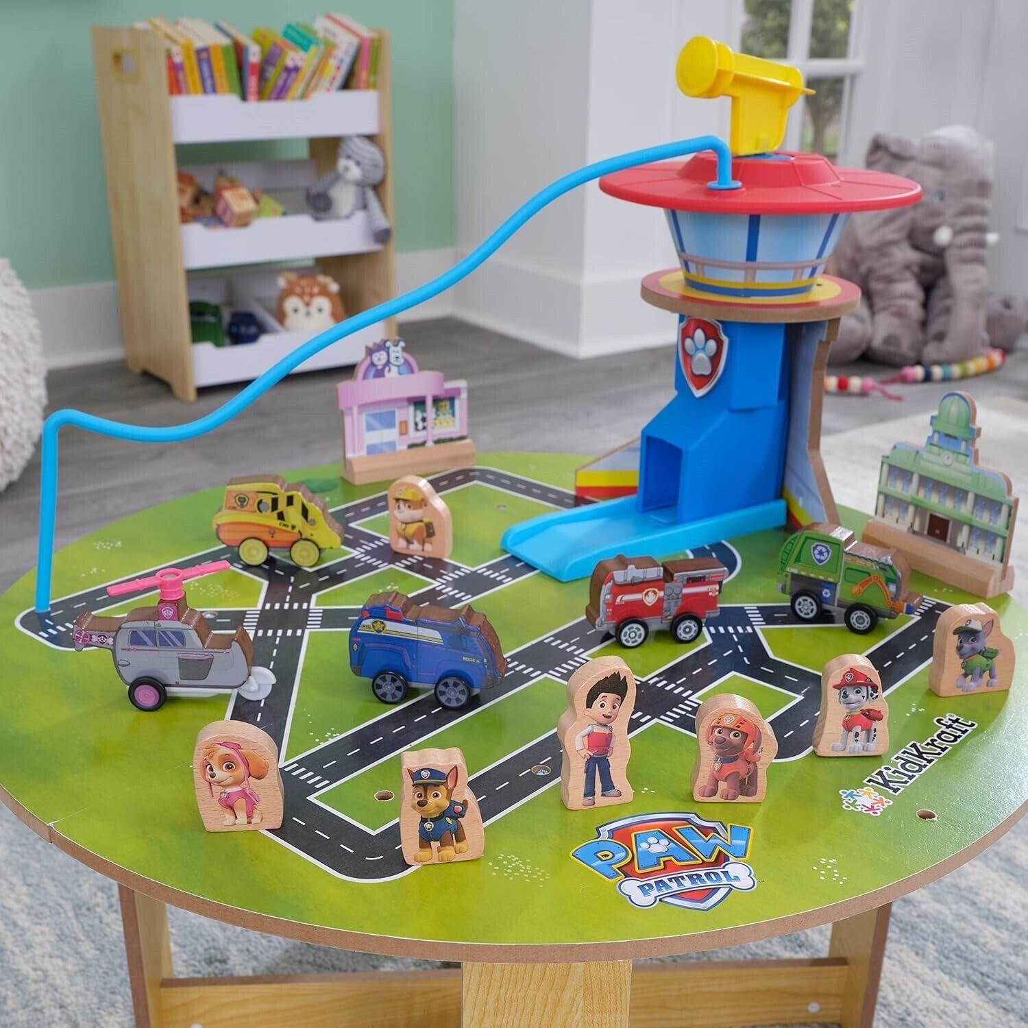 KidKraft Wooden Paw Patrol Mission Ready Activity Table Toys Cars Zipline Play