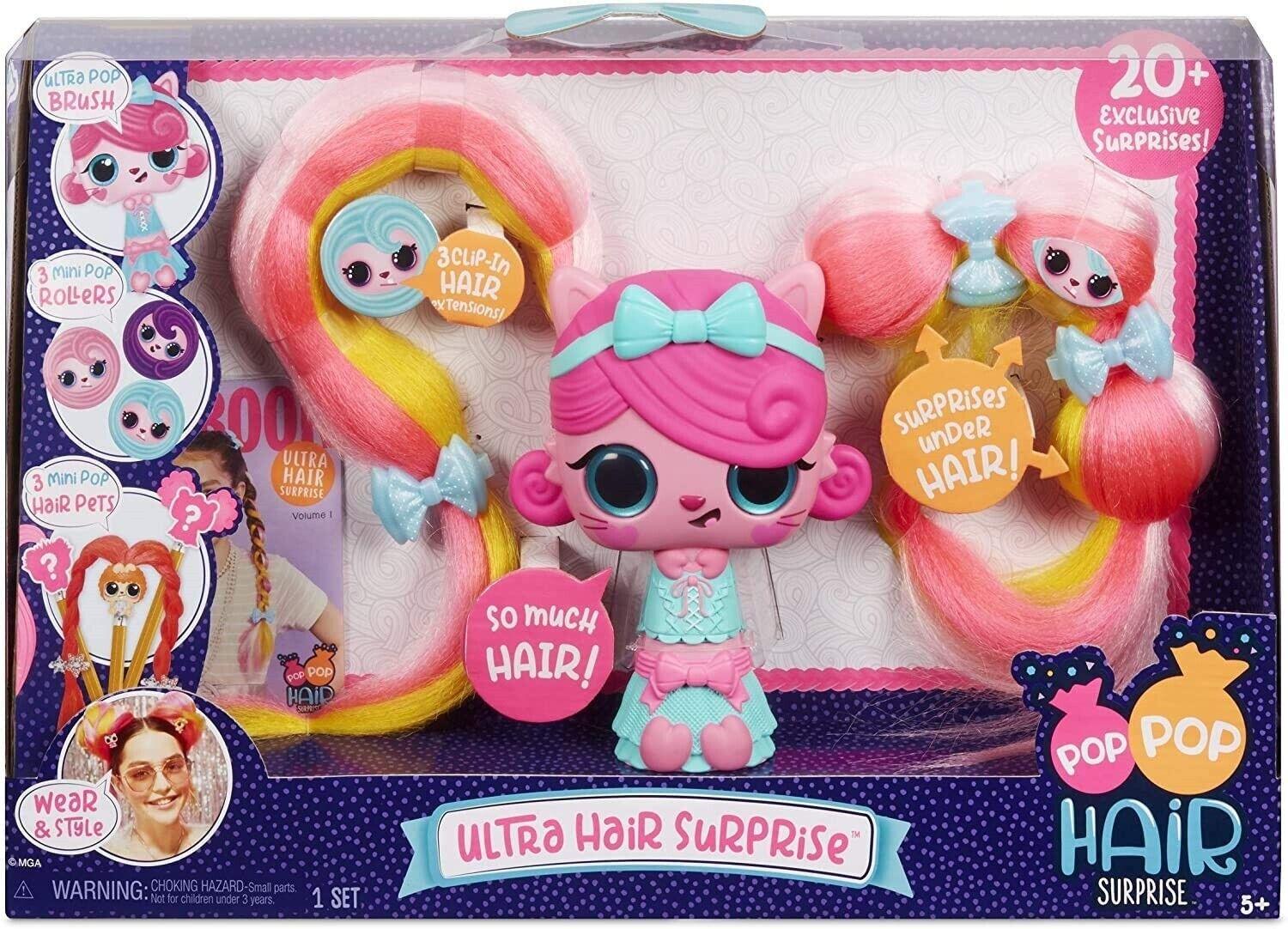 Pop Pop Hair Surprise Ultra 20+ Surprises Ages 5+ Toy Doll Long Hair Play Pe