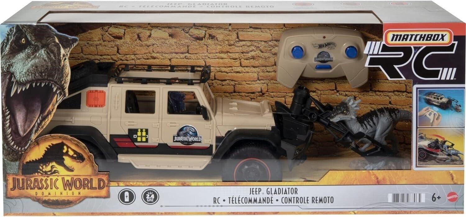 Matchbox RC Jurassic World Dominion Jeep Gladiator 6-inch Dracorex Dinosaur Dino