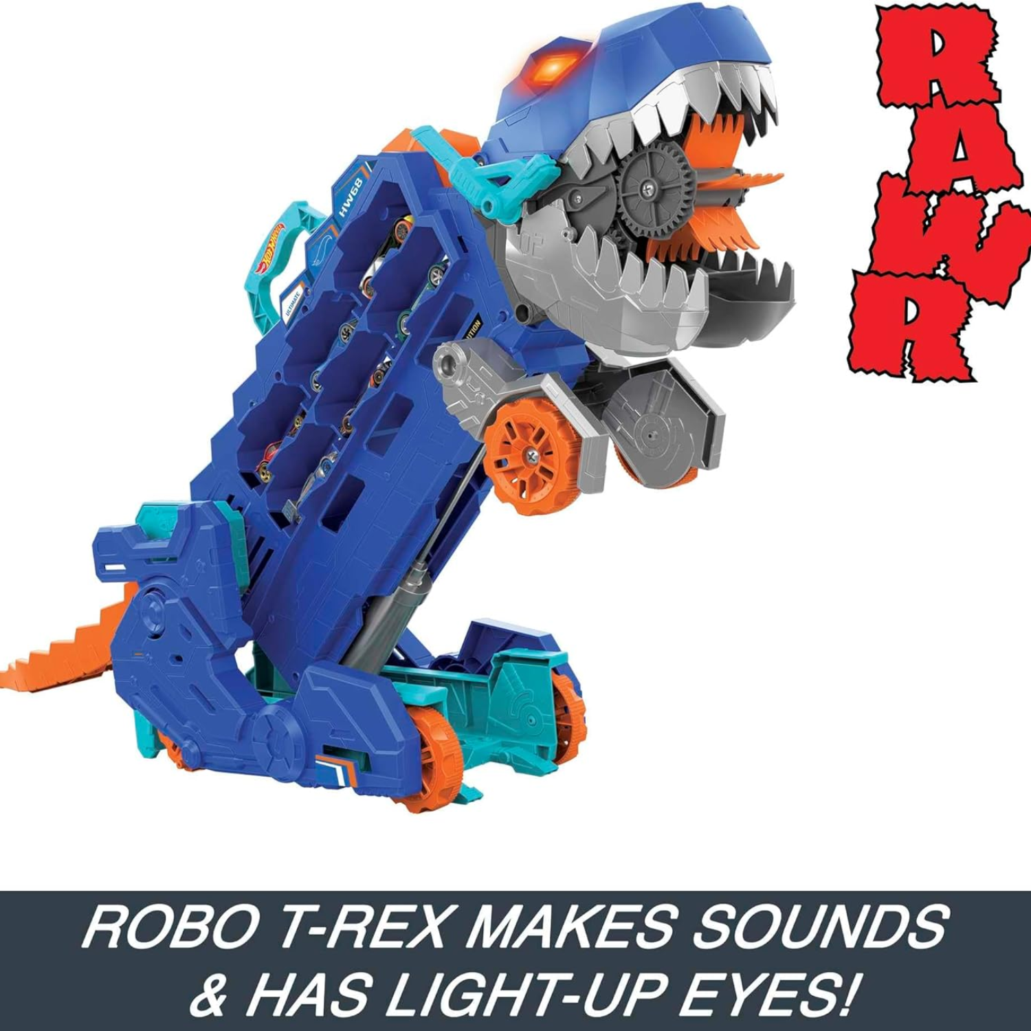 Hot Wheels City Ultimate T-Rex Transporter Car Track Set Hauler Stomping Dino 4+