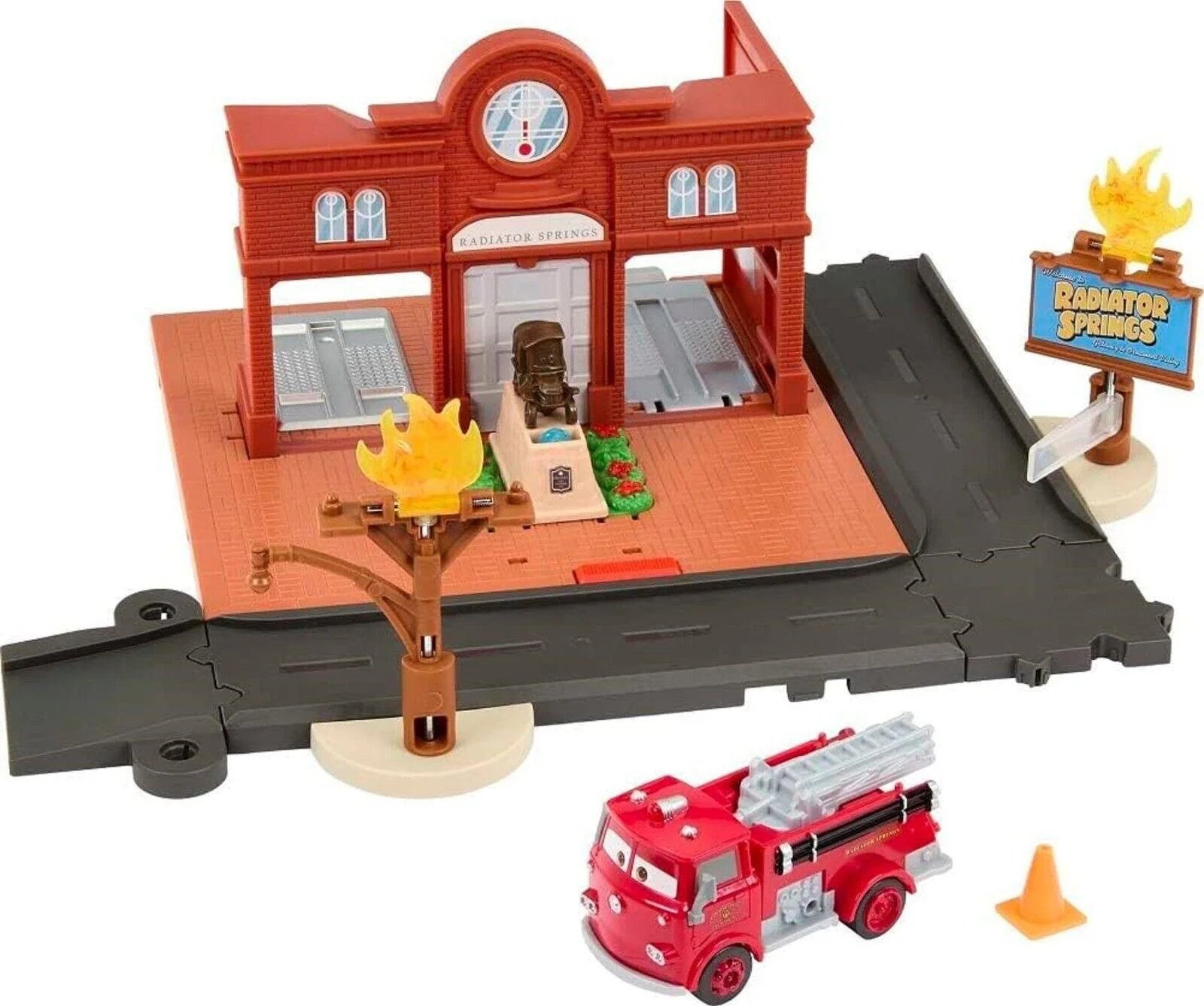 Disney Pixar Cars Red Fire Station Playset Truck Radiator Springs Ages 3+ Toy