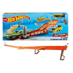 Hot Wheels 4 lane Elimination Race Track Set Ages 5+ Toy Car Play Gift Fold Cars