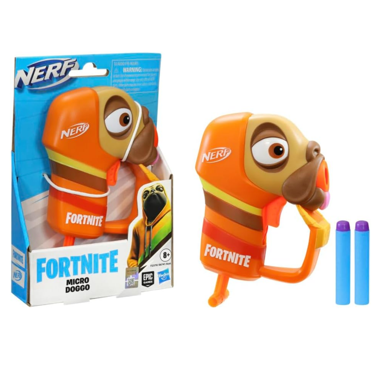 Nerf Fortnite Micro Doggo Mini Dart Firing Blaster 2 Elite Darts for Kids Age 8+