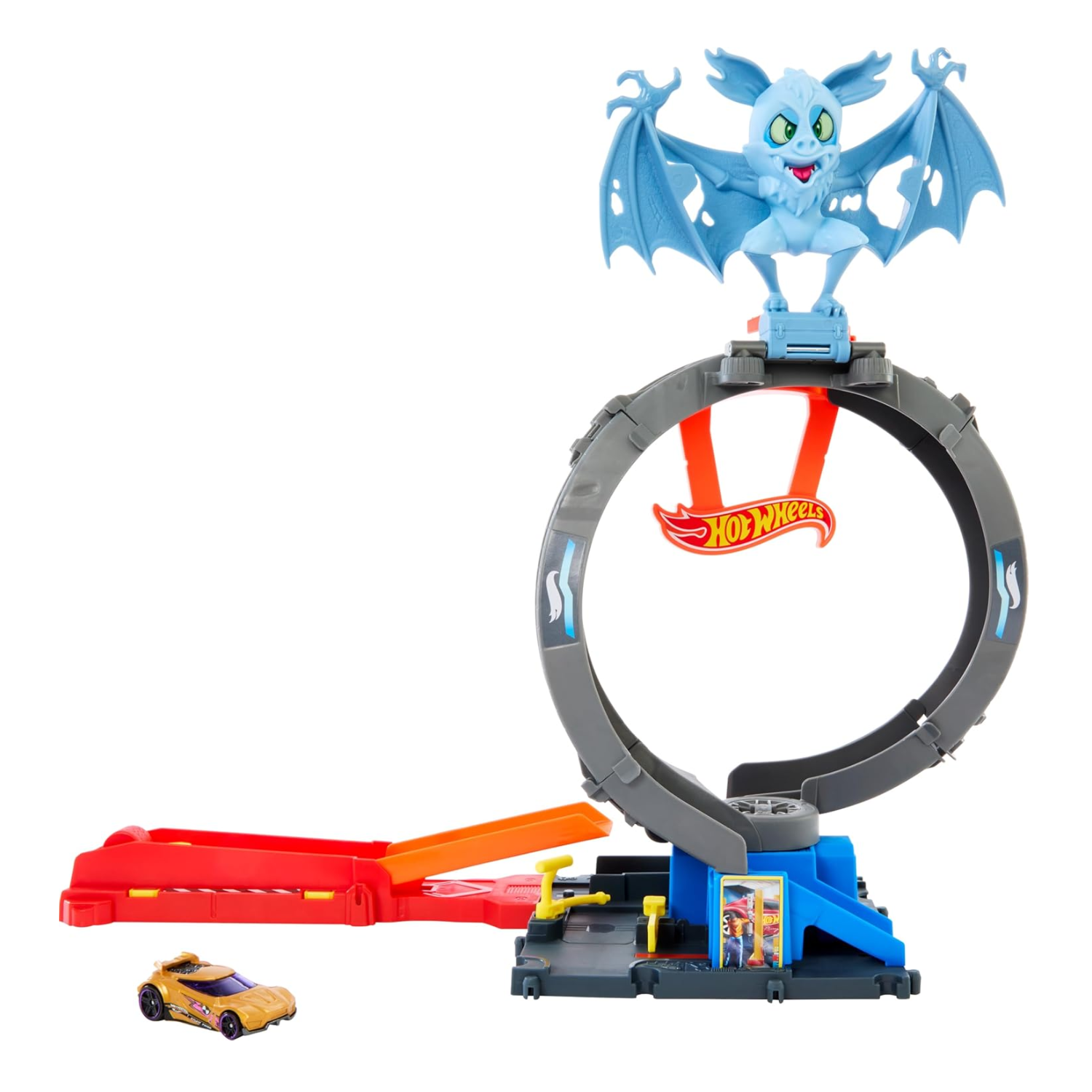 Hot Wheels City Toy Car Track Set Bat Loop Attack New Toy