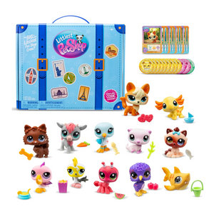 Littlest Pet Shop Traveling Adventure Playset 12 Pets 12 Accessories Cards 4+