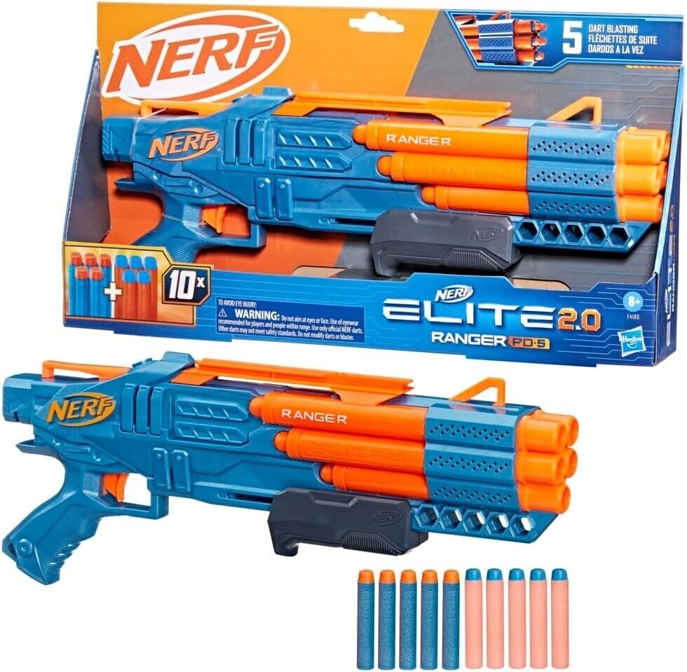 NERF  Elite 2.0 Ranger PD-5 Blaster Ages 8+ New Toy Gun Play Fire 5 Darts Gift