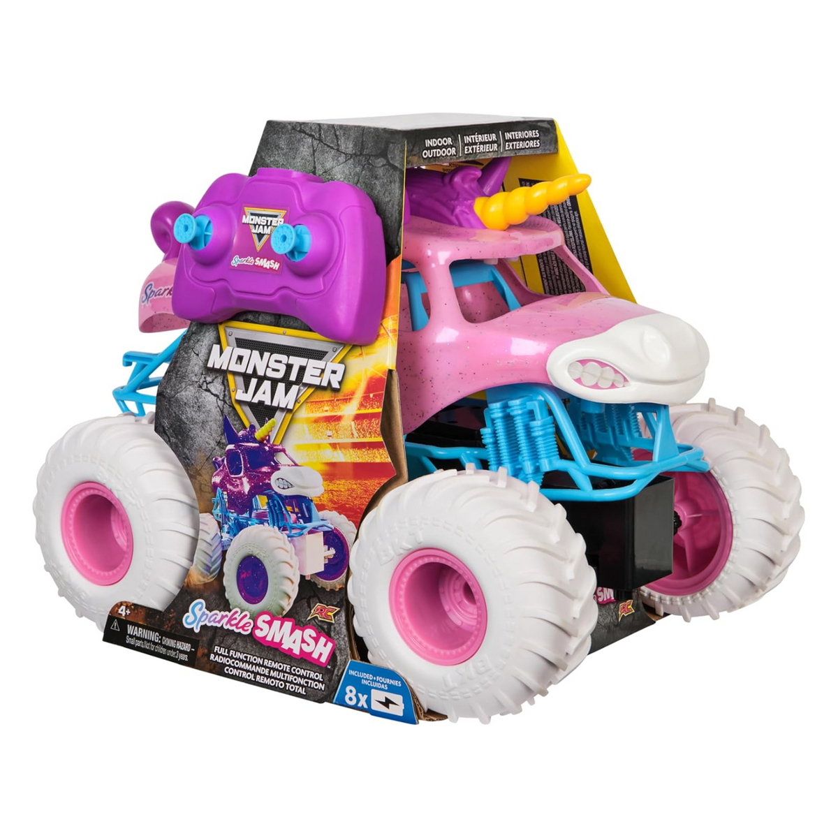 Monster Jam Sparkle Smash RC Unicorn Monster Truck, 1:15 Scale New Toy