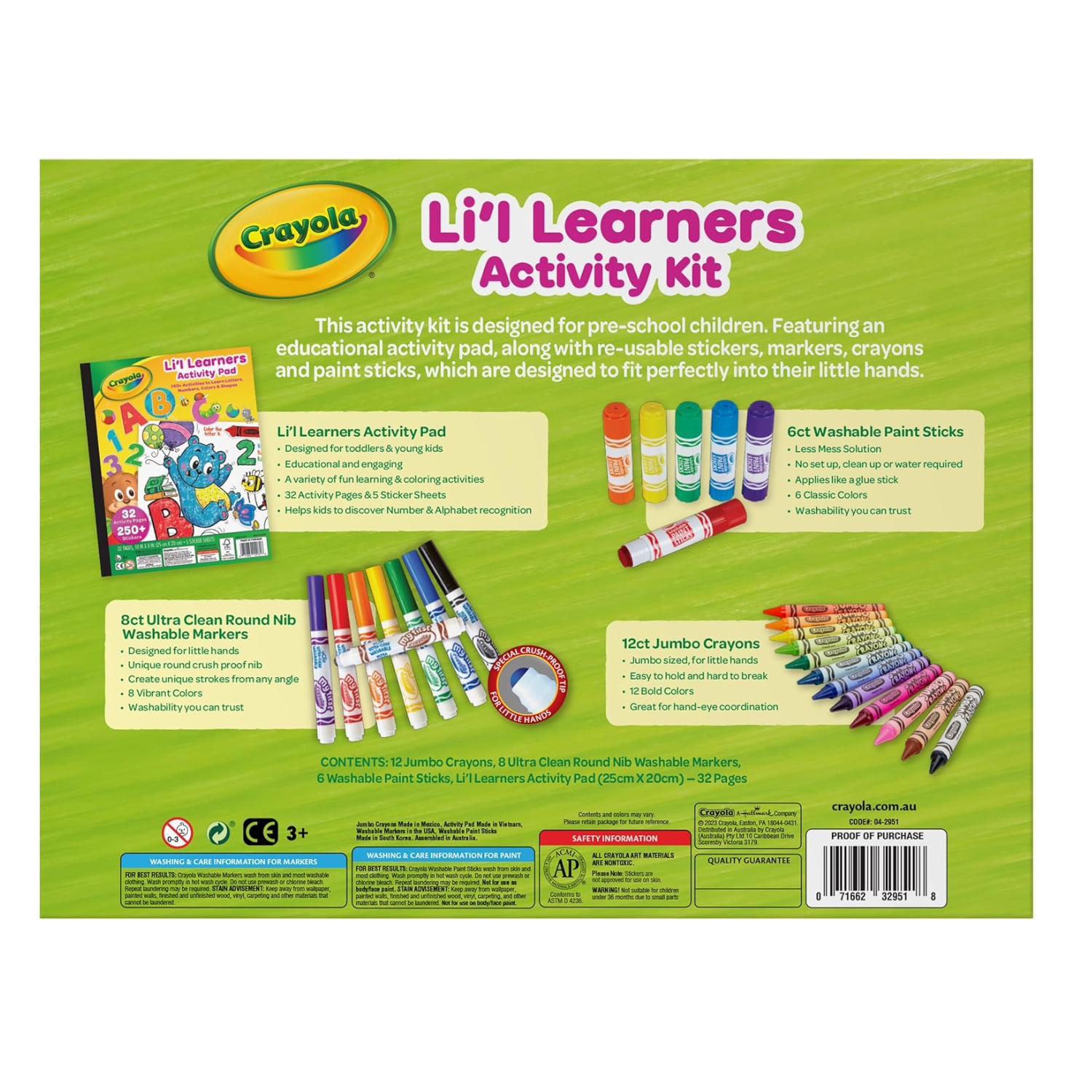Crayola Lil Learners Activity Set Crayons Markers Paint Sticks Learn Play 3 Plus