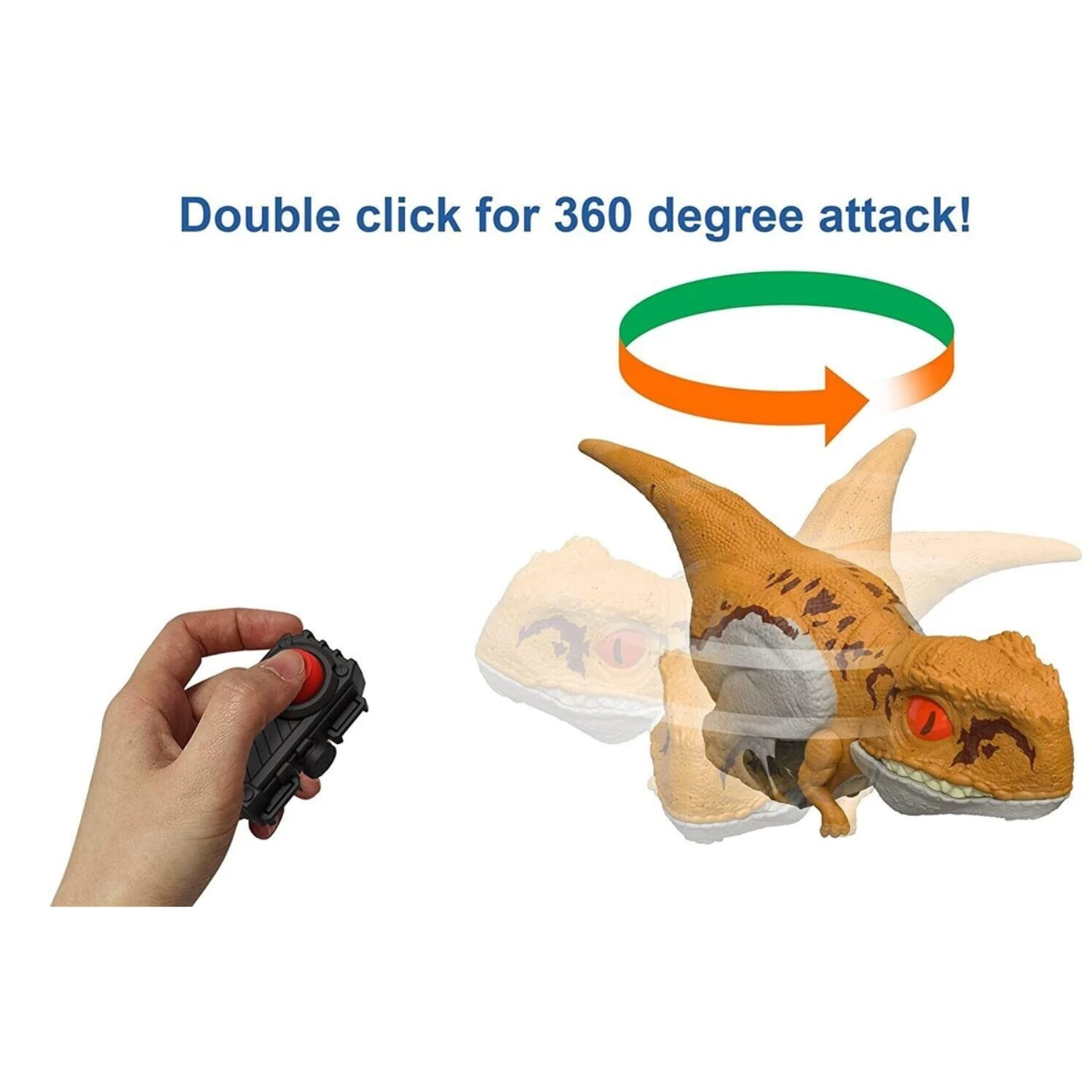 Jurassic World Dominion Uncaged Stripe Atrociraptor Click Tracker Dino Toy 4+