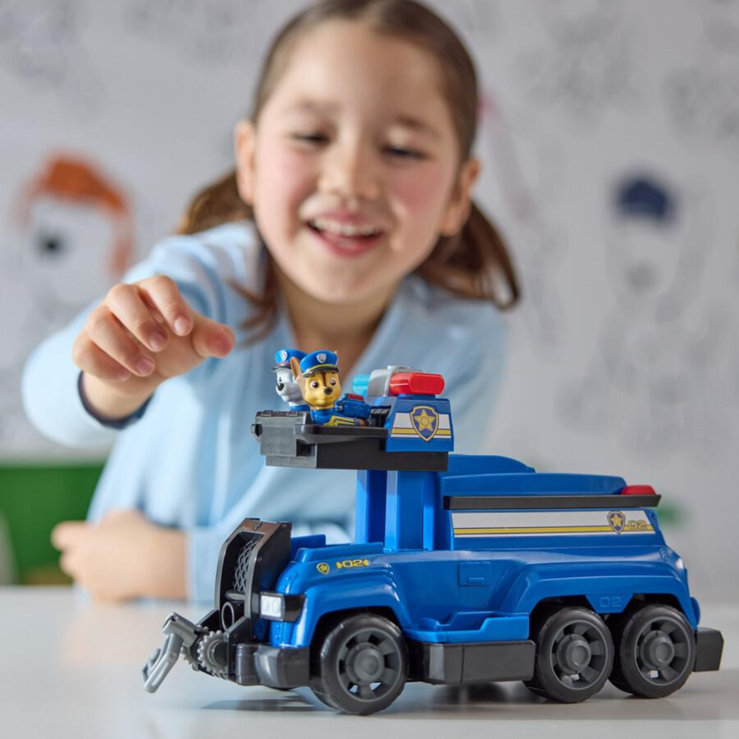Paw Patrol Chase Team Cruiser Vehicle with 6 Pups Retractable Winch Play Action