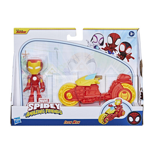 Spidey and Friends Iron Man Figure with Motorbike Toy 4" Preschool Set