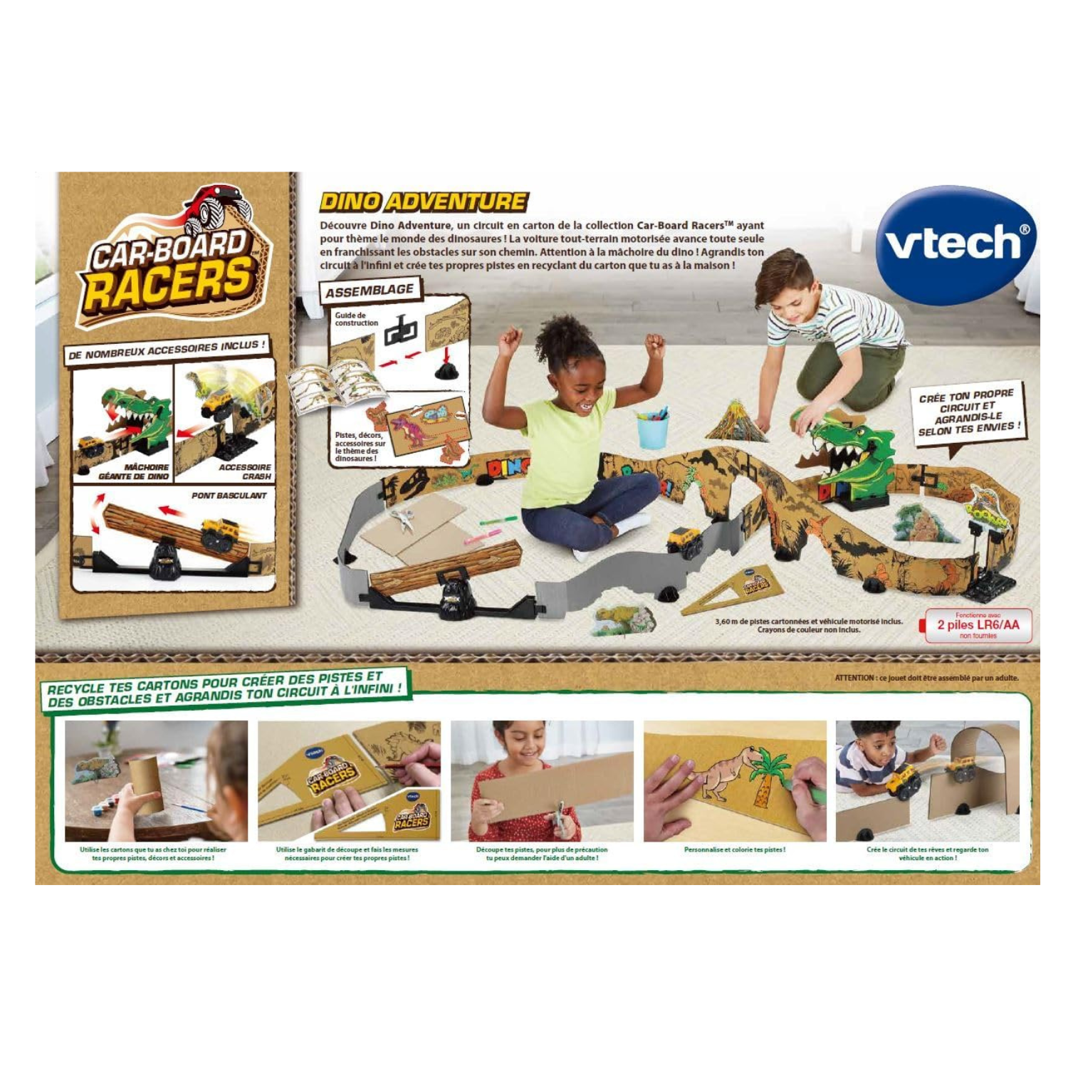 VTech Dino Adventure Track Set with Car Recyclable Cardboard Toy Gift