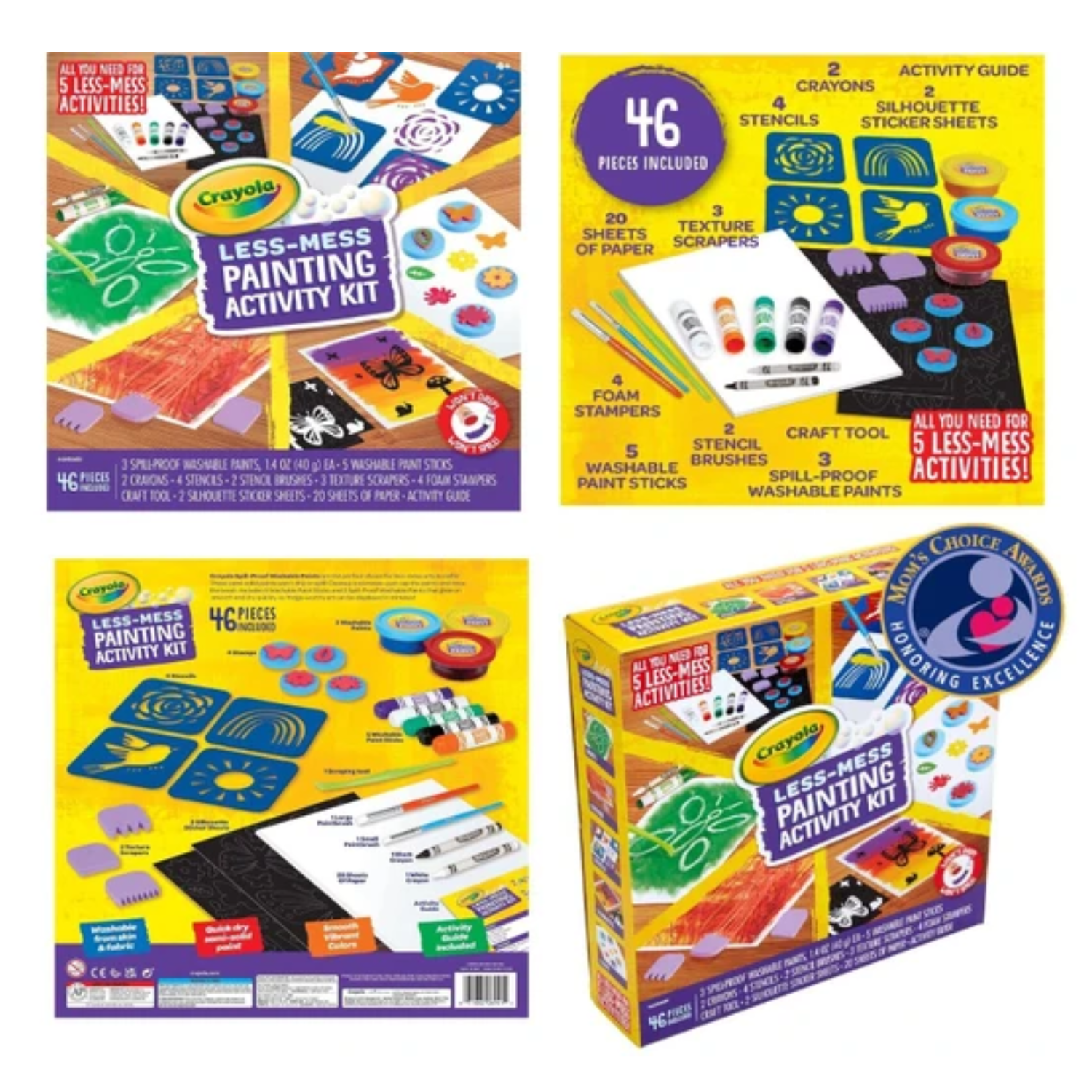 Crayola Less Mess Painting Activity Kit 5 Activities Washable Spill Proof Make