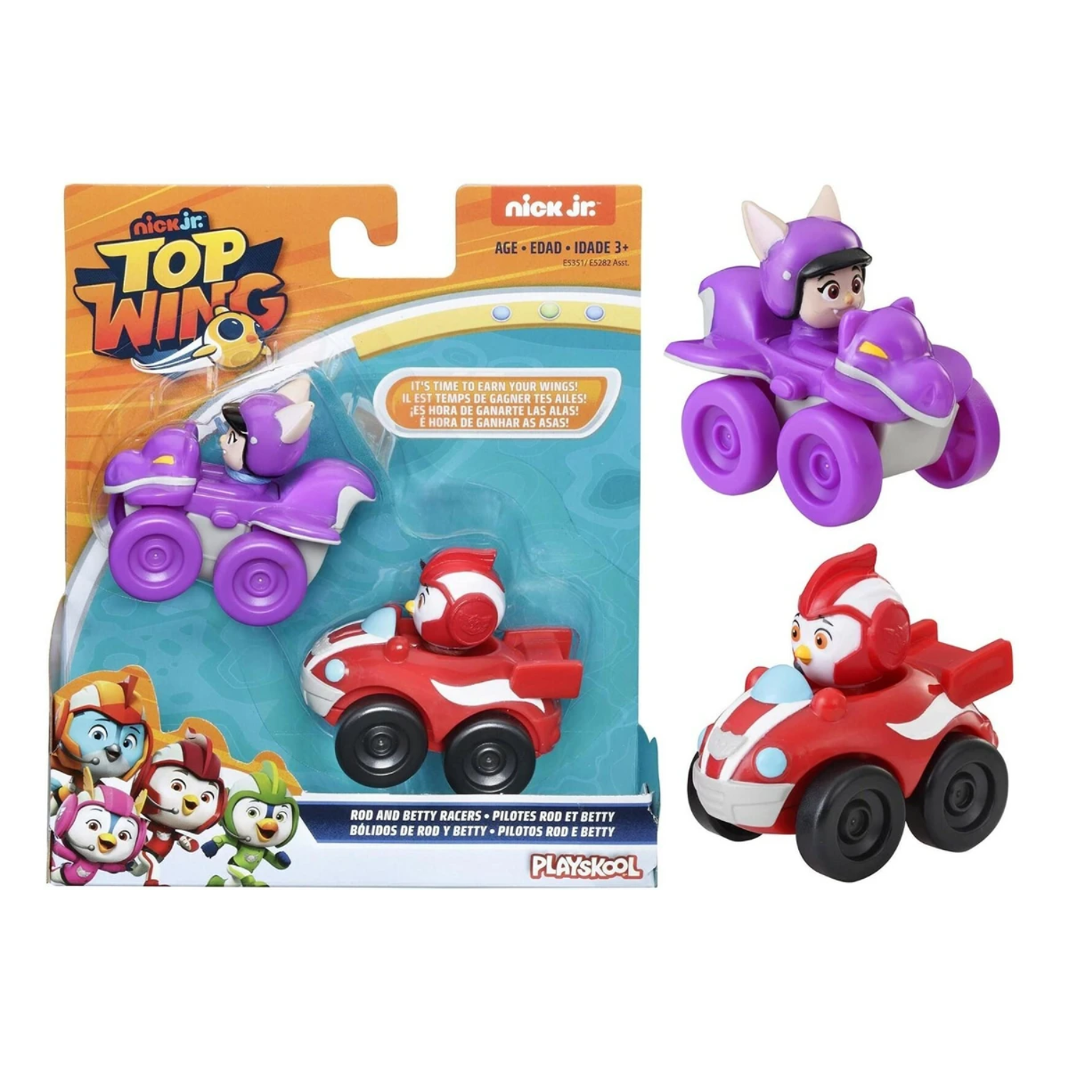 Top Wing Racers-Rod and betty-2 Pack Ages 3+ Toy Race Car Pet Play Wings Fly Jee