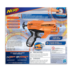 Nerf Elite Accustrike Quadrant Blaster 4 Dart Drum Compact Shot Ages 8 Plus Play