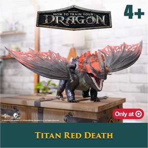 Dreamworks Dragons Titan Red Death Dragon Figure Roaring Wings Action Play Toy