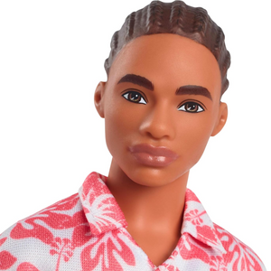 Fashionistas Ken Doll #235 Braided Hair Coral Jumpsuit Green Sandals Toy Ages 3+