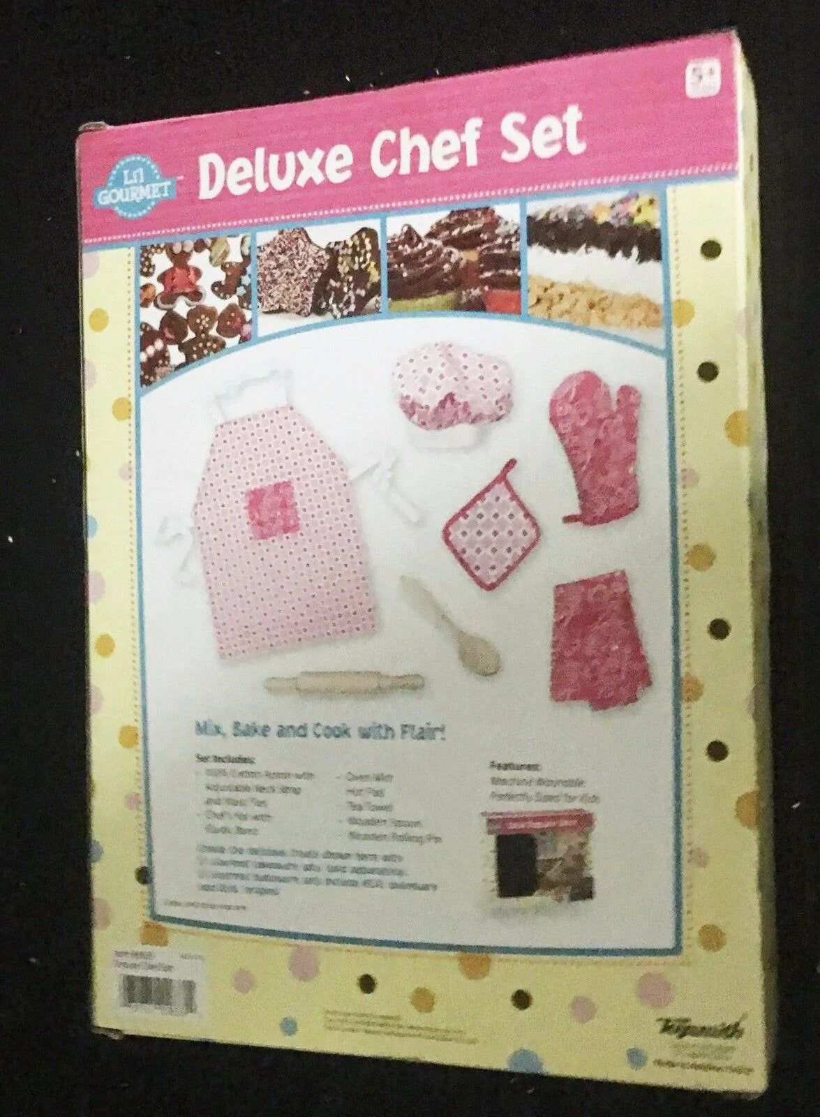 Toysmith Deluxe Chef Set Hat Ages 5+ New Toy Wooden Spoon Hot Pad Rolling Pin