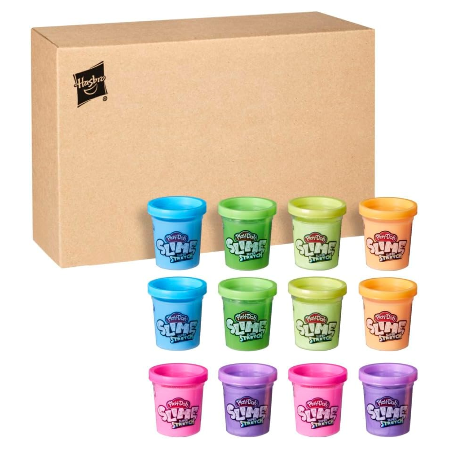 Play Doh Super Stretch Slime Multipack 12 Cans Colorful Sensory Compound Toy 3+