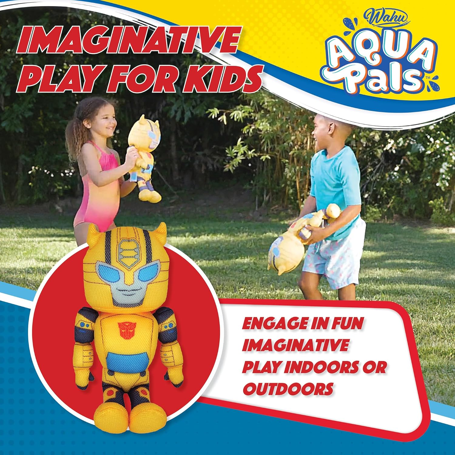 Wahu Aqua Pals Transformers Bumblebee Medium Plush Pool Toy Kids Water Fun 2+
