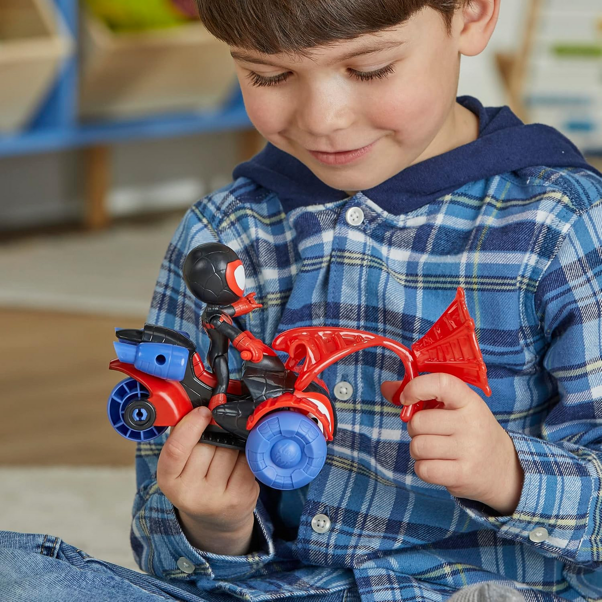 Spidey And Friends Techno Racer Vehicle Miles Morales With Accessory New Toy