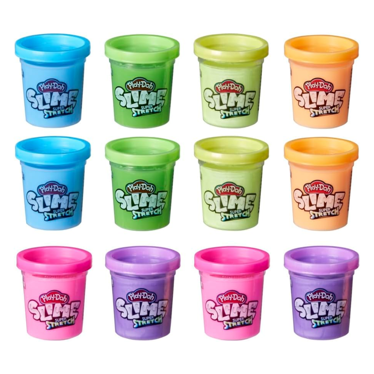 Play Doh Super Stretch Slime Multipack 12 Cans Colorful Sensory Compound Toy 3+