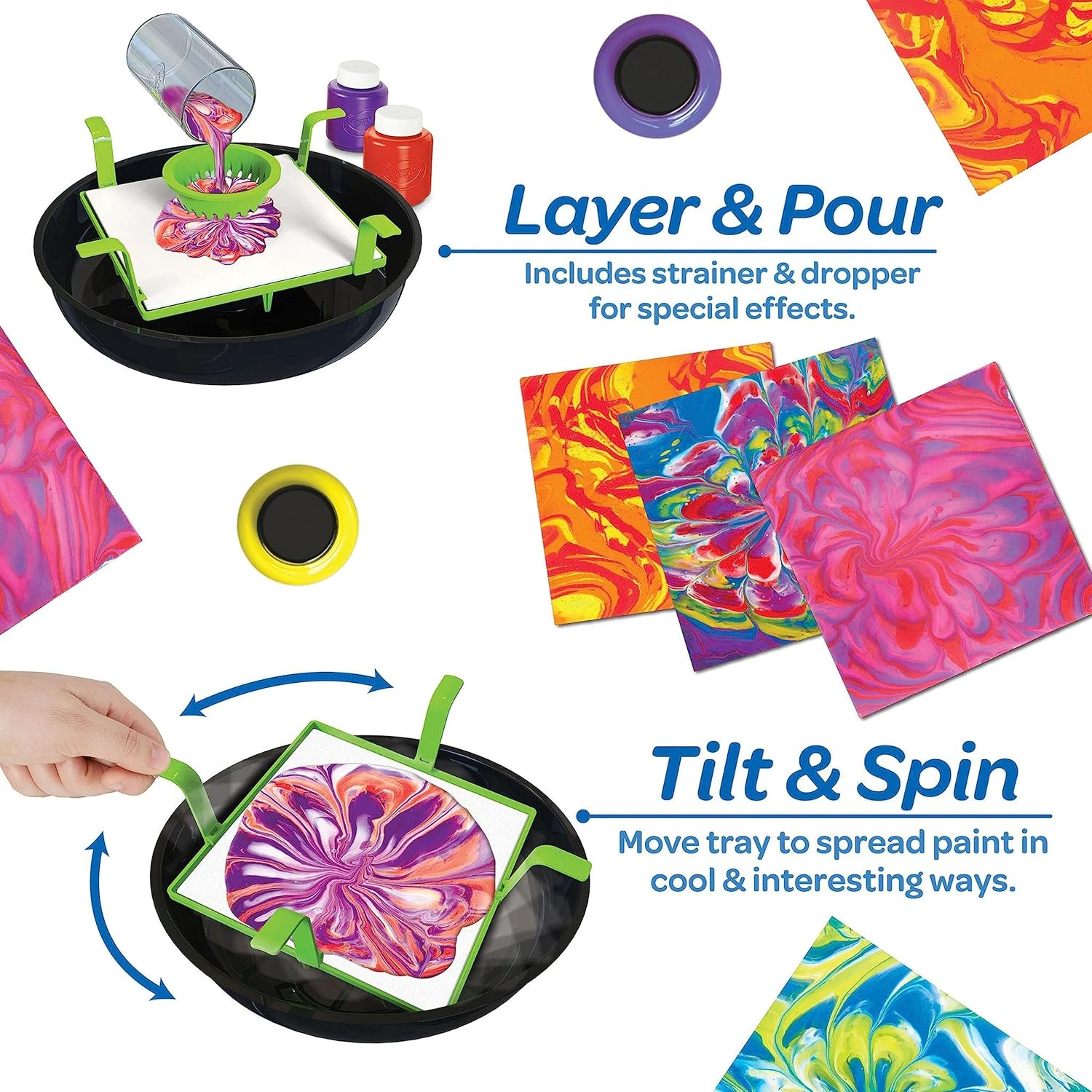 Crayola Washable Paint and Pour Art Set Tie Dye Marble Painting Kit for Kids 6+