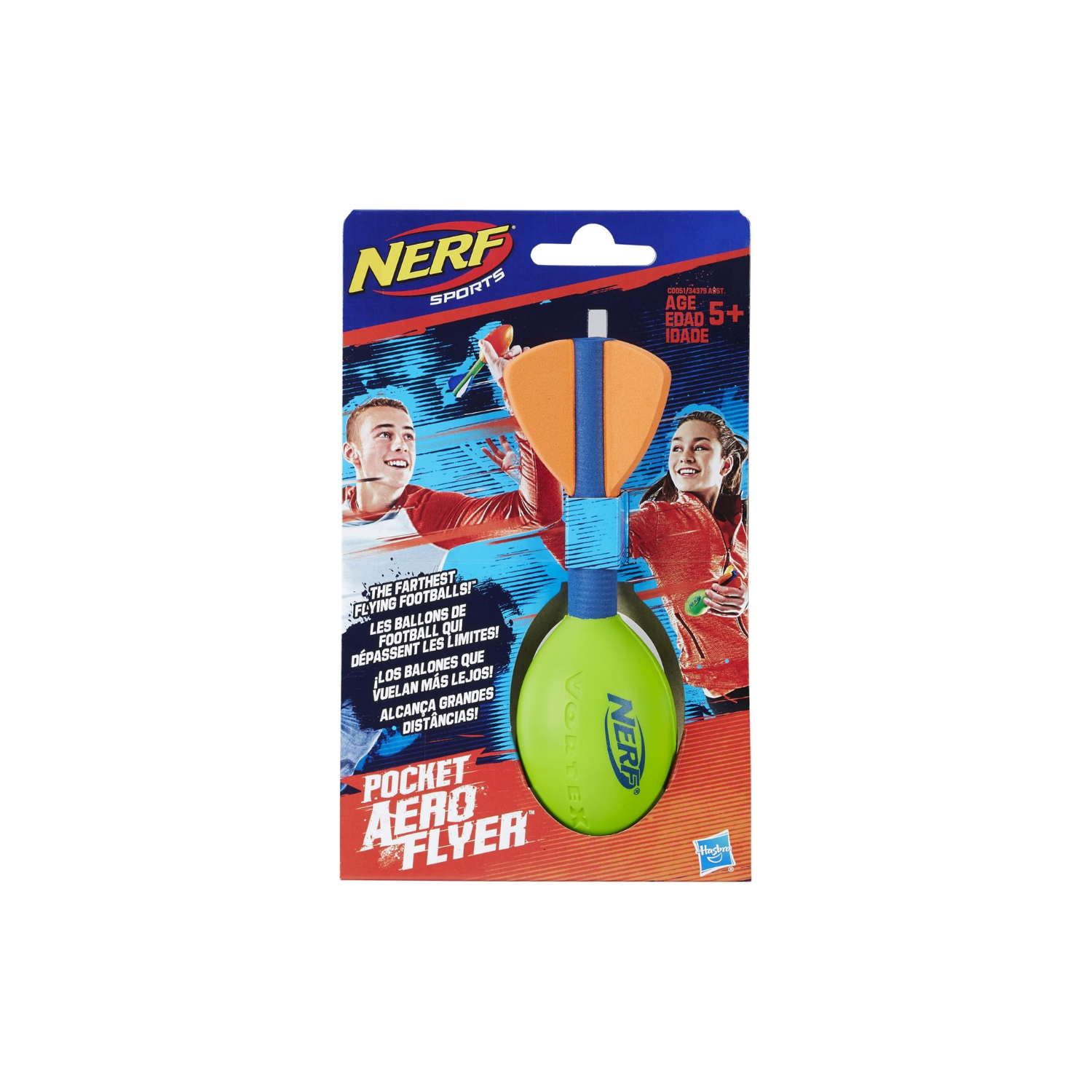 Nerf Sports Pocket Aero Flyer Foam Football Green Pocket Size Toy Ball Ages 5+