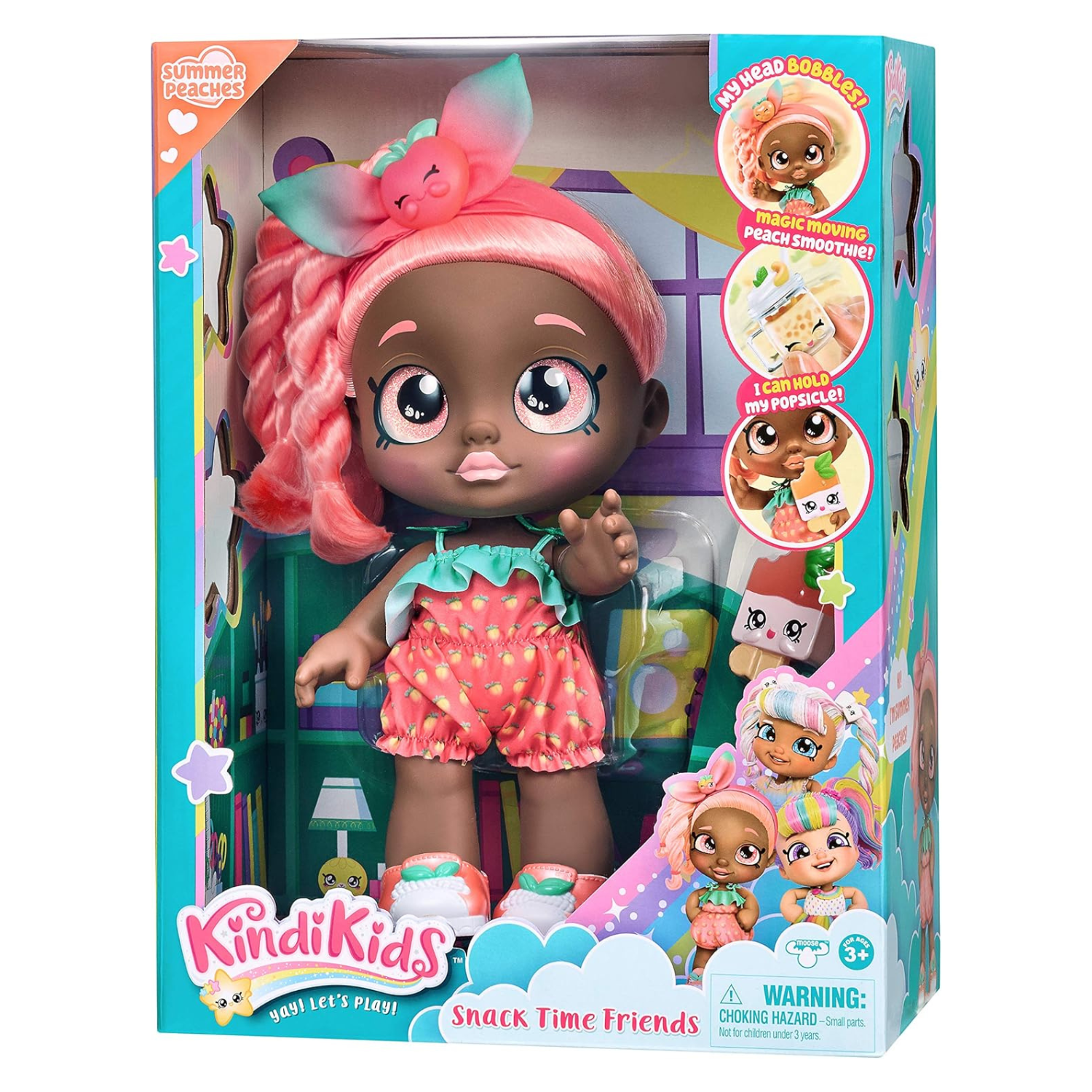 Kindi Kids Summer Peaches Interactive Doll Smoothie and Popsicle Toy for Kids
