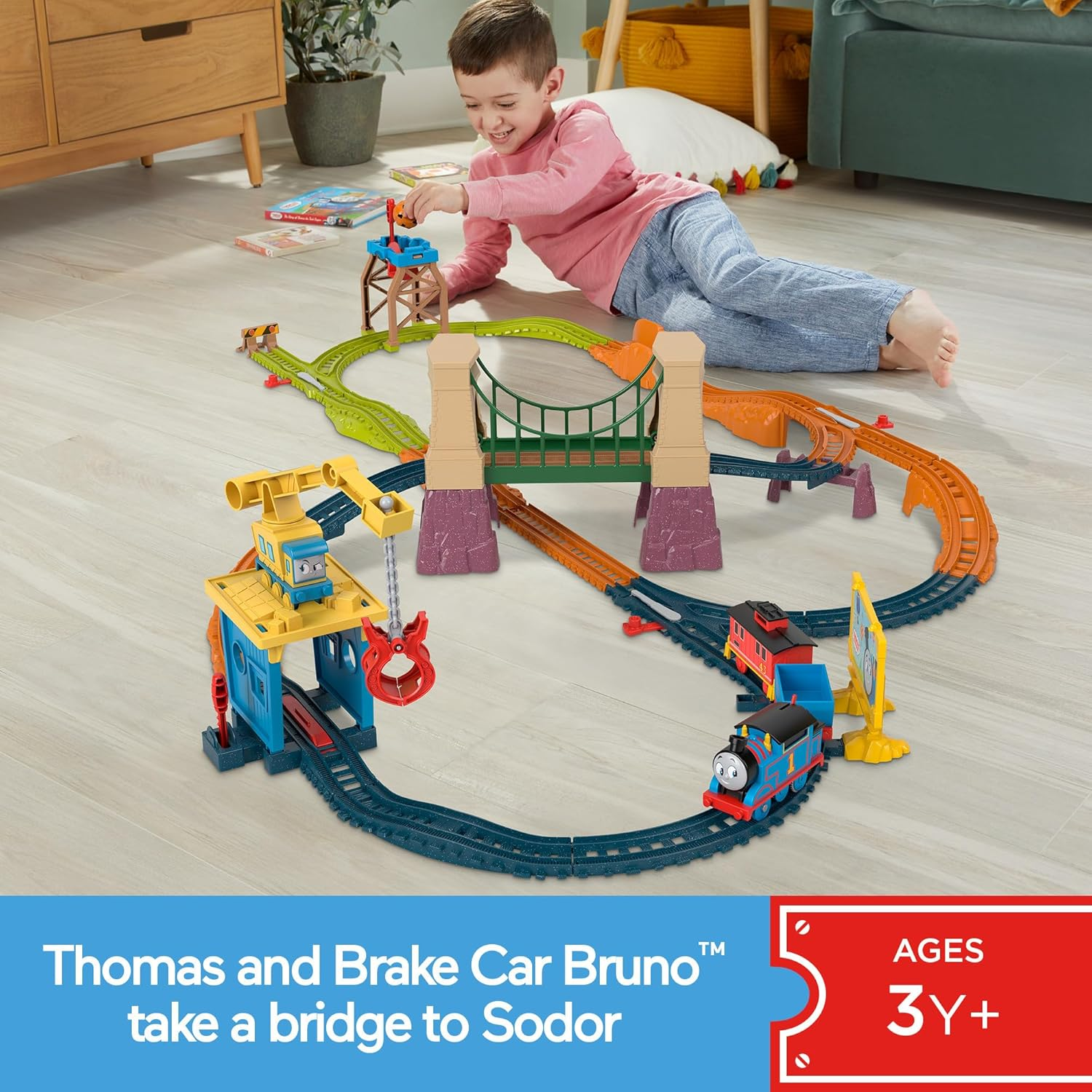 Thomas & Friends Motorized Adventures Train Set with Bruno & Carly Crane Ages 3+